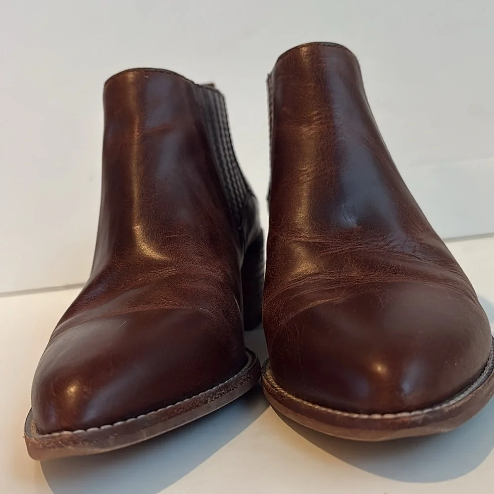 Madewell Bonham bootie ankle cowboy boots brown stacked heel size 7